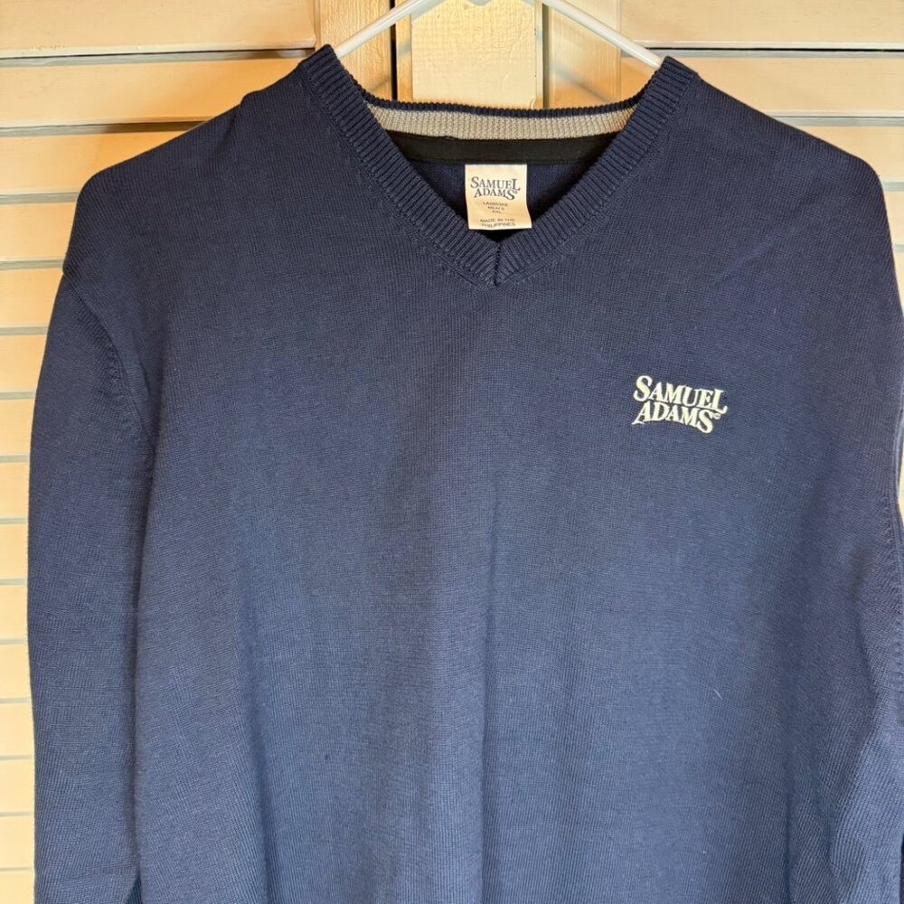 SAMUEL ADAMS LOGO MENS NAVY XXL COTTON V-NECK PULLOVER SWEATER